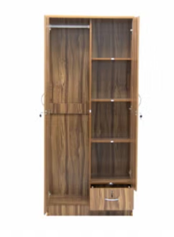 ALWASIT HOME 2 Door Wooden Wardrobe Cabinet Cupboard Engineered Wood With 1 Lockable Drawer Perfect Modern Stylish Heavy Duty - Image 2