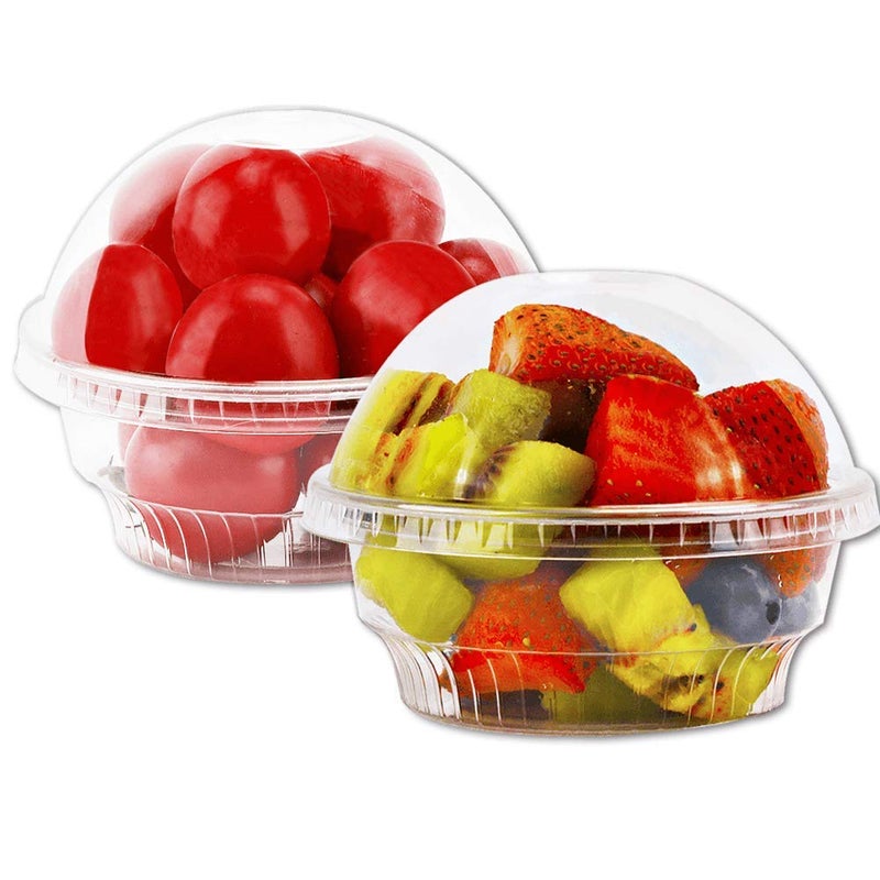Aatriet 5 oz Clear Plastic Dessert Cups with Dome Lids No hole  25 Sets Disposable Snack Bowls for Ice Cream Parfait Banana Pudding Jello and Individual Desserts at Party Fruit Cup with No Leaks