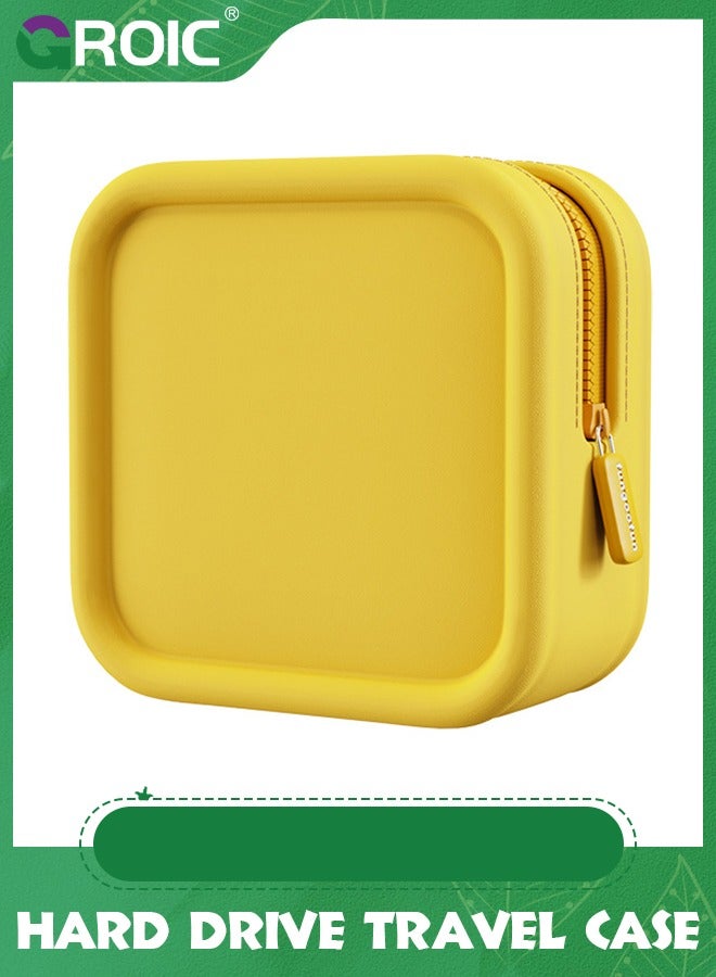 GROIC Yellow Hard Drive Travel Case, Small Electronic Bag for Women, EVA Shockproof Organizer Bag, Electronic Storage Case for Charger USB Cable Case Tech Bag, Adapter Organizer Pouch for Mouse, Earbu