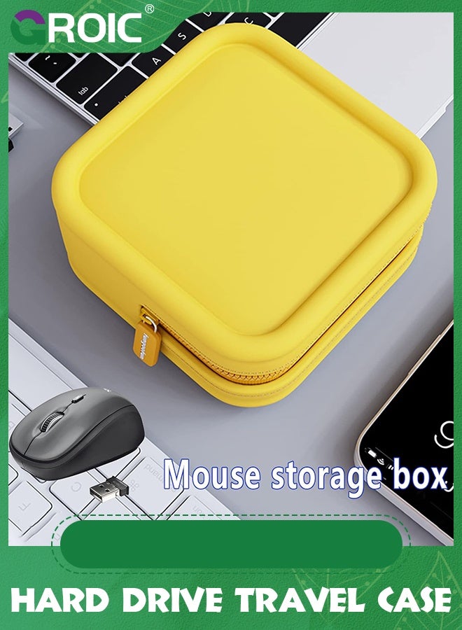 GROIC Yellow Hard Drive Travel Case, Small Electronic Bag for Women, EVA Shockproof Organizer Bag, Electronic Storage Case for Charger USB Cable Case Tech Bag, Adapter Organizer Pouch for Mouse, Earbuds etc - Image 4