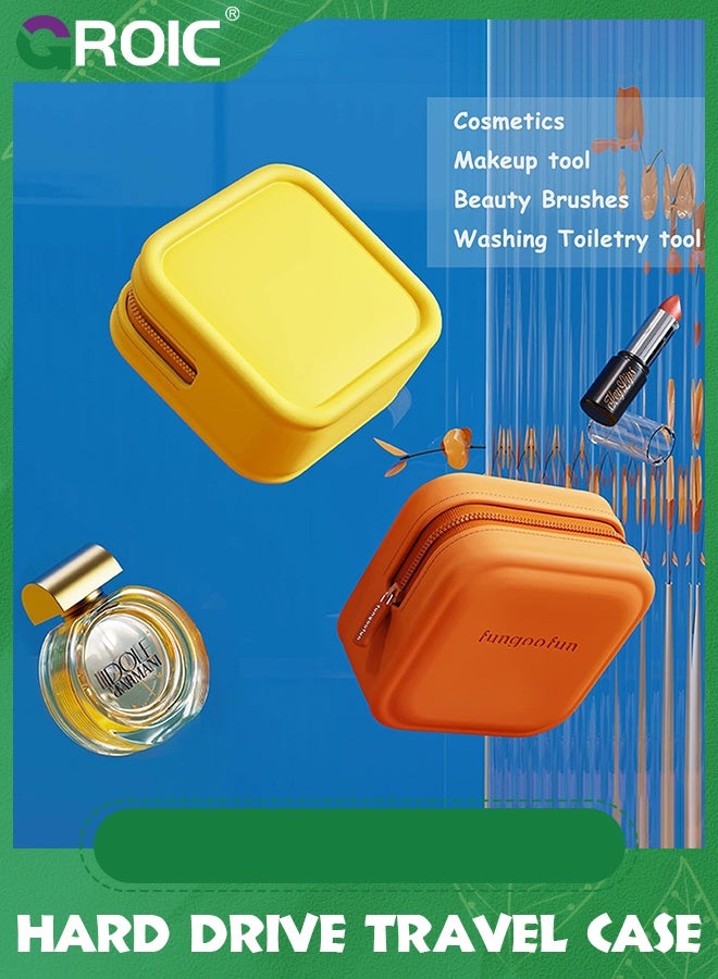 GROIC Yellow Hard Drive Travel Case, Small Electronic Bag for Women, EVA Shockproof Organizer Bag, Electronic Storage Case for Charger USB Cable Case Tech Bag, Adapter Organizer Pouch for Mouse, Earbuds etc - Image 5