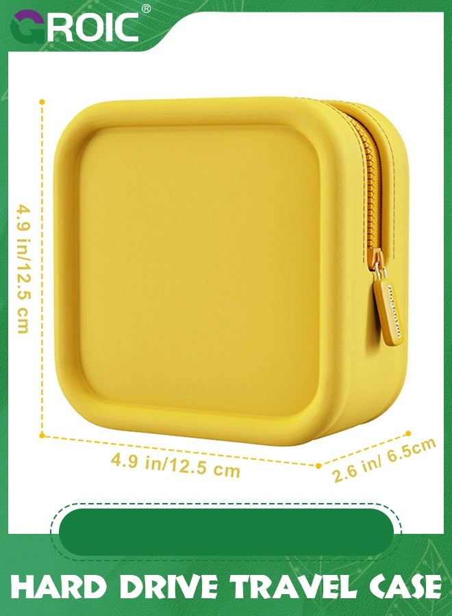 GROIC Yellow Hard Drive Travel Case, Small Electronic Bag for Women, EVA Shockproof Organizer Bag, Electronic Storage Case for Charger USB Cable Case Tech Bag, Adapter Organizer Pouch for Mouse, Earbuds etc - Image 2