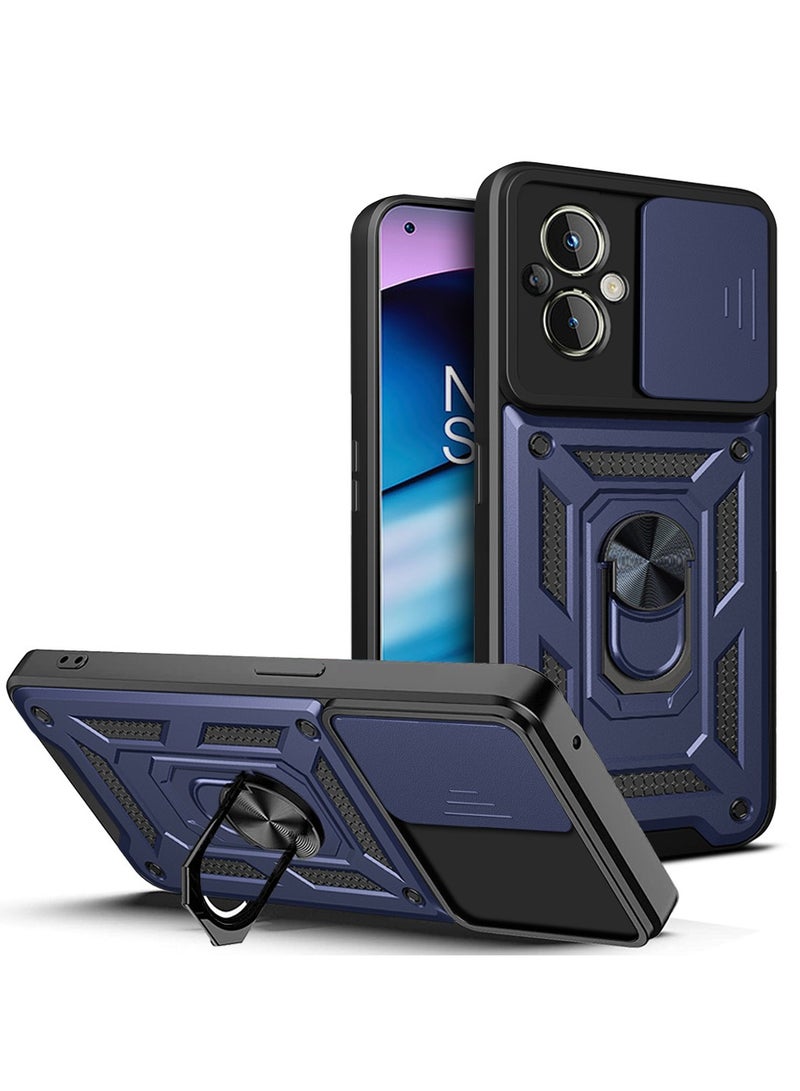 لـ OPPO A96 5G / OPPO Reno7 Z 5G / OPPO Reno7 LITE / OPPO Reno8 Lite 5G / OnePlus Nord N20 5G غطاء الحالة ، غطاء عدسة الكاميرا الشريحة ، حامل الحلقة المغناطيسية مقعد حالة الهاتف الوقائي لـ OPPO A96 5G / OPPO Reno7 Z 5G / OPPO Reno7 LITE / OPPO Reno8 Lite 5G / OnePlus Nord N20 5G ، الأزرق