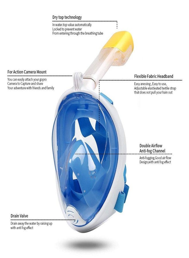 TRAY Snorkel Mask Full Face, Adult and Kids with Detachable Camera Mount, Snorkeling Mask 180 Panoramic View Anti-Fog Anti-Leak Dry Top Set with Adjustable Straps - Image 4