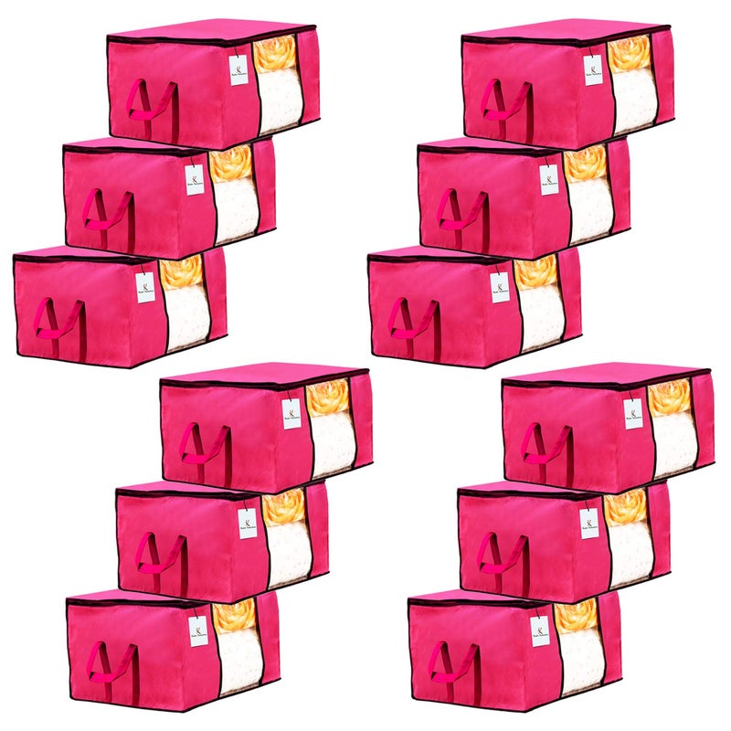 Kuber Industries Underbed Storage Bag Storage Organiser Blanket Cover Set of 12 Pink Extra Large Size - Image 1