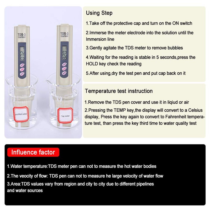ميريديان قلم فحص نقاوة وجودة المياه الرقمي TDS من Meridian - نطاق 0-9990 ppm، أبيض - Image 5