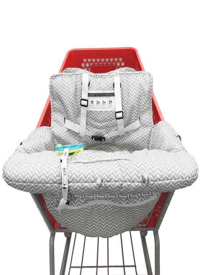 HIVVI Portable 2-in-1 Grocery Cart Seat Cover and Baby Highchair Cover (Gray Chevron) - Image 3