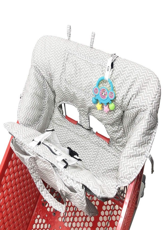 HIVVI Portable 2-in-1 Grocery Cart Seat Cover and Baby Highchair Cover (Gray Chevron) - Image 2