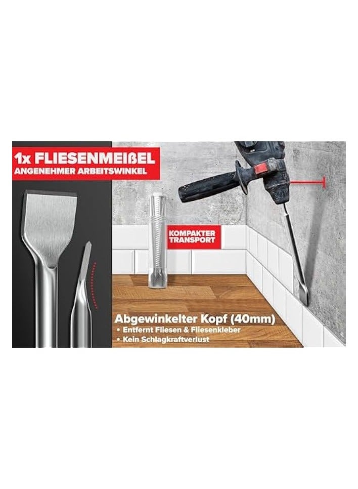 PROMASS 4Pcs SDS-Plus Chisel Set for SDS + Rotary Hammers, with Tile Chisel – with Storage Case for Masonry, Concrete, Brick, Stone  - Image 3