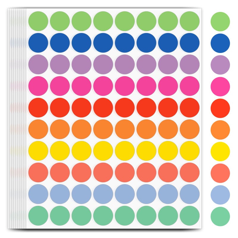 PrintHolic 1600 PCS Printholic Colored Dot Stickers, 10 Color Circle Price Stickers, 3/4 Inch Round Color Coding Labels for Office, Home, Teaching Events, Garage Sales - 20 Sheets - Image 1