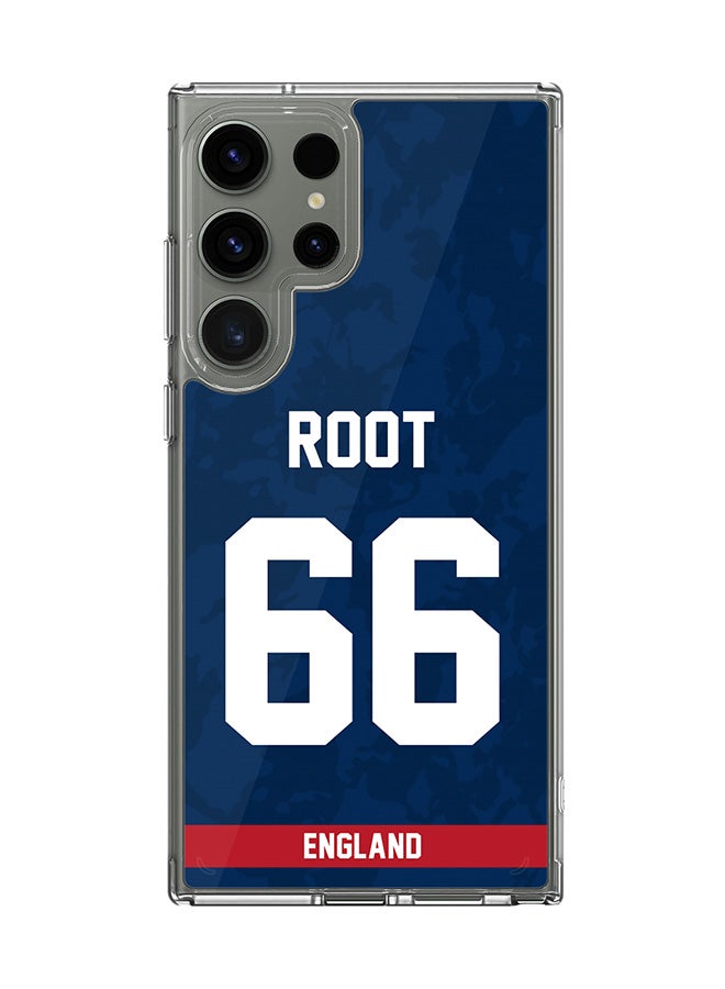 Stylizedd حافظة شفافة كلاسيكية لهاتف سامسونج جالاكسي S25 ألترا، حافظة هجين ذات حواف مرنة رقيقة شفافة - فريق إنجلترا جو روت، رقم القميص 66 - Image 1