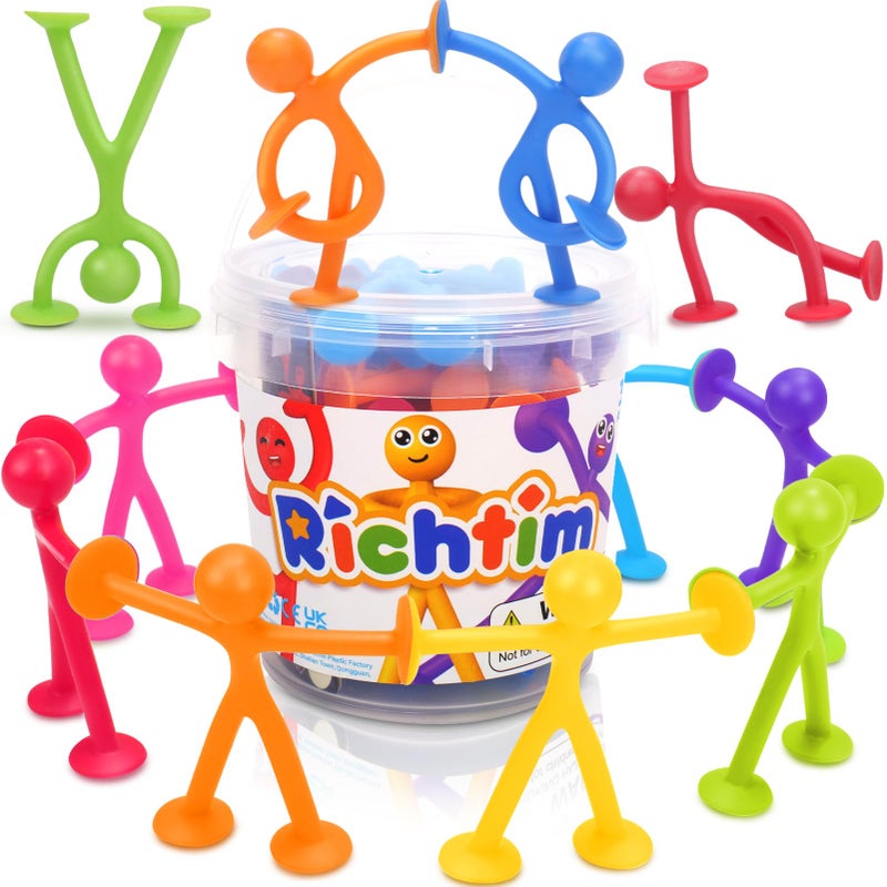Richtim Kids Humanoid Suction Sensory Toys 24 Pack Creative Suction Toy No Hole Bath Toy Sensory Toys for Kids Travel Calming Down for Boys and Girls - Image 4