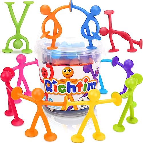 Richtim Kids Humanoid Suction Sensory Toys 24 Pack Creative Suction Toy No Hole Bath Toy Sensory Toys for Kids Travel Calming Down for Boys and Girls - Image 1
