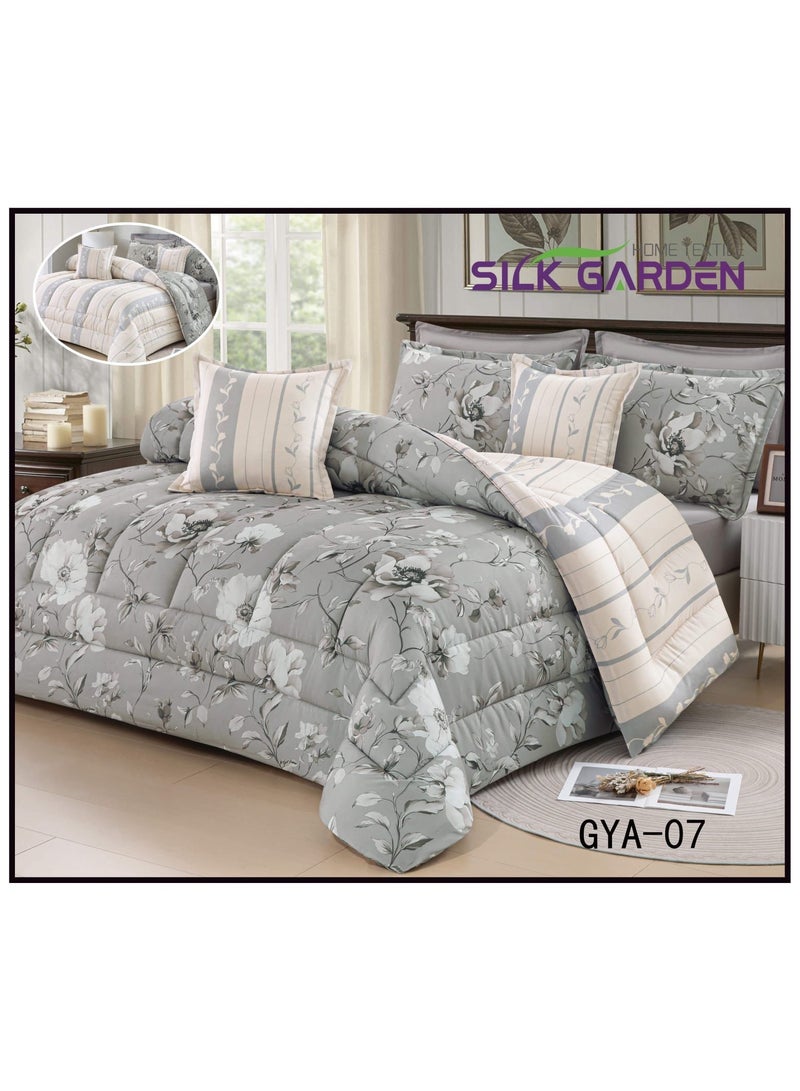 مون مفرش سرير صيفي 8 قطع نفرين حشوة مضغوطة وثابتة تصميم راقي يناسب سرير بحجم 200×200 لحاف مقاس 240*260