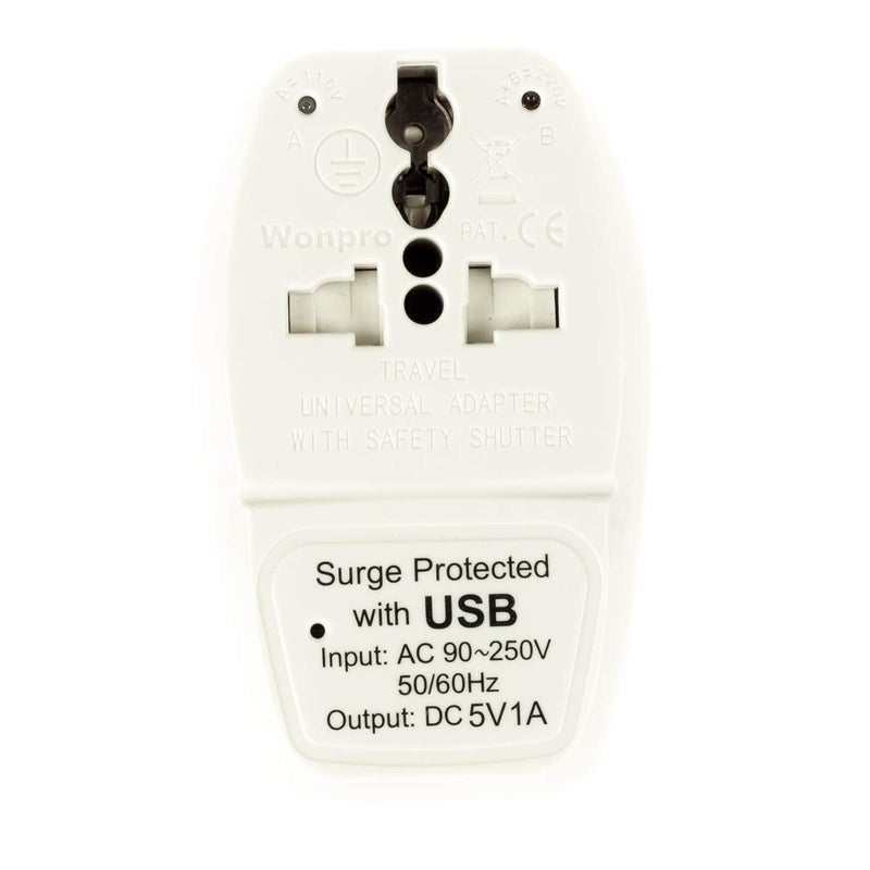 OREI OREI International Plug Adapter World Wide Plug Adapter Type G UK Adapter wUSB 1 Pack  - Image 2
