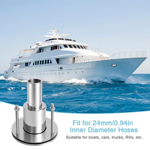 Cayludg 24mm/0.94 Inch Straight Thru Hull Exhaust Skin, Stainless Steel 316 Thru Hull Exhaust Skin Fitting, Diesel Heater Exhaust Pipe Thru Wall for Boat Car Truck Diesel Parking Heaters - Image 3