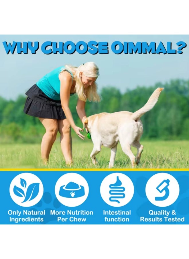 Oimmal 150 قطعة 375 جرام مضغ دعم الغدد الشرجية للكلاب، إنزيم هضمي وصيغة بروبيوتيك مع اليقطين، تعزز وظيفة الأمعاء الصحية وصحة الغدد الشرجية بنكهة لحم البقر، مضغ ناعم لجميع السلالات - Image 4