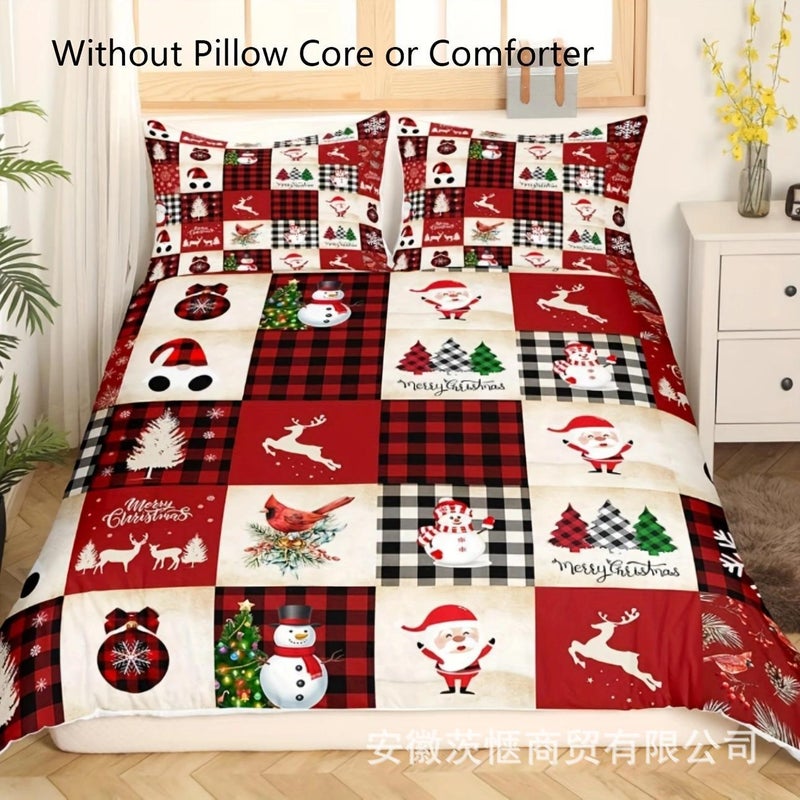 Zhichao 3D Three-Piece Set Size Christmas Quilt Cover Christmas Bedding Home Textile - Image 1