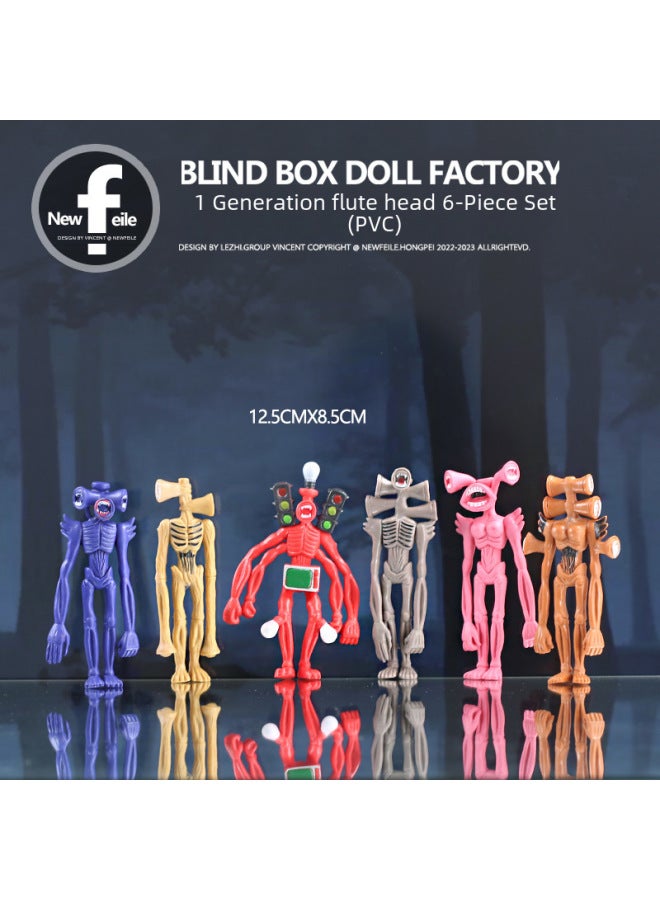 Special Offer Luminous Flute Head Surprise Traffic Light TV Series Cartoon Doll Hand-made Halloween Model Ornaments-Color:6-piece Set Of Big Head Flute Head (vinyl) - Image 4