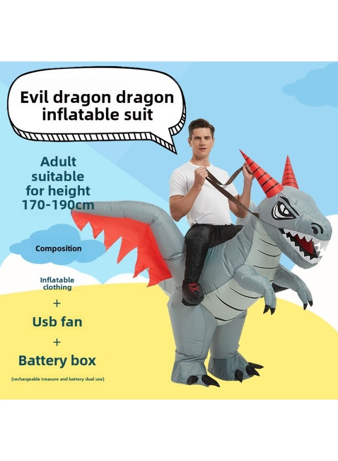 Children's Funny Costume Dinosaur Mounted Pants Toy Paratophorus Small Dinosaur Inflatable Year Gift-Color:Dragon Dragon—adult - Image 1
