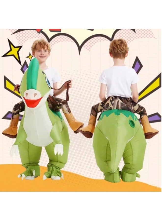Children's Funny Costume Dinosaur Mounted Pants Toy Paratophorus Small Dinosaur Inflatable Year Gift-Color:Dragon Dragon—adult - Image 2