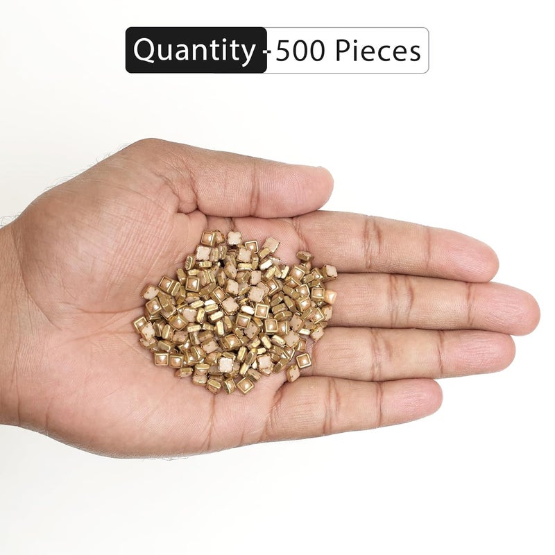 Embroiderymaterial Raw Material Flat Glue On Kundan Stones Beads for Craft, Jewellery Making, Bangles Work, Maggam Work Material, Stones for Embroidery Work, Aari Work (Square Shape, 7MM, 500 Pieces) - Image 3