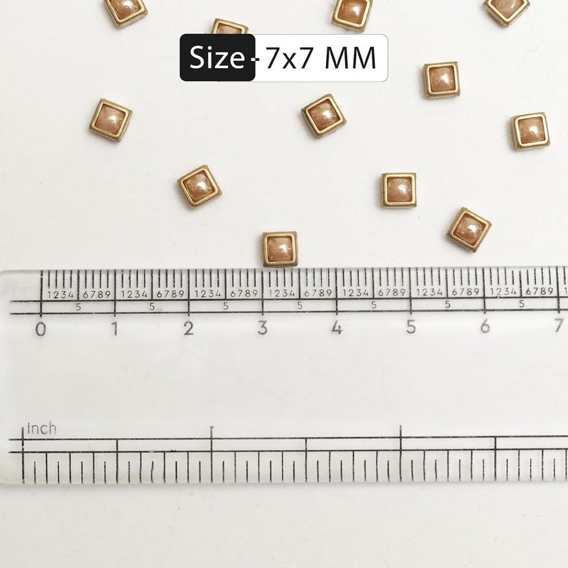Embroiderymaterial Raw Material Flat Glue On Kundan Stones Beads for Craft, Jewellery Making, Bangles Work, Maggam Work Material, Stones for Embroidery Work, Aari Work (Square Shape, 7MM, 500 Pieces) - Image 2