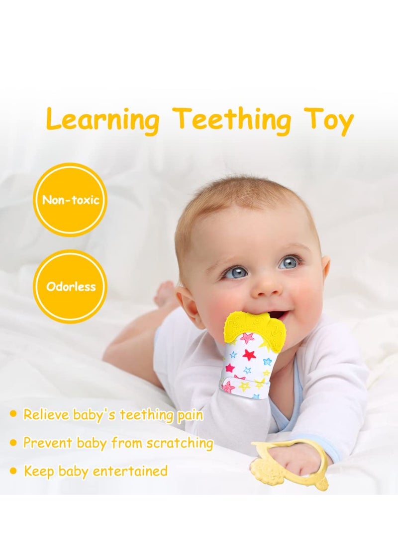 2PCS Baby Teething Set, Infant Soothing Pain Relief for Baby Includes Baby Chew Toy and Silicone Mitten Teether Glove  - Image 5