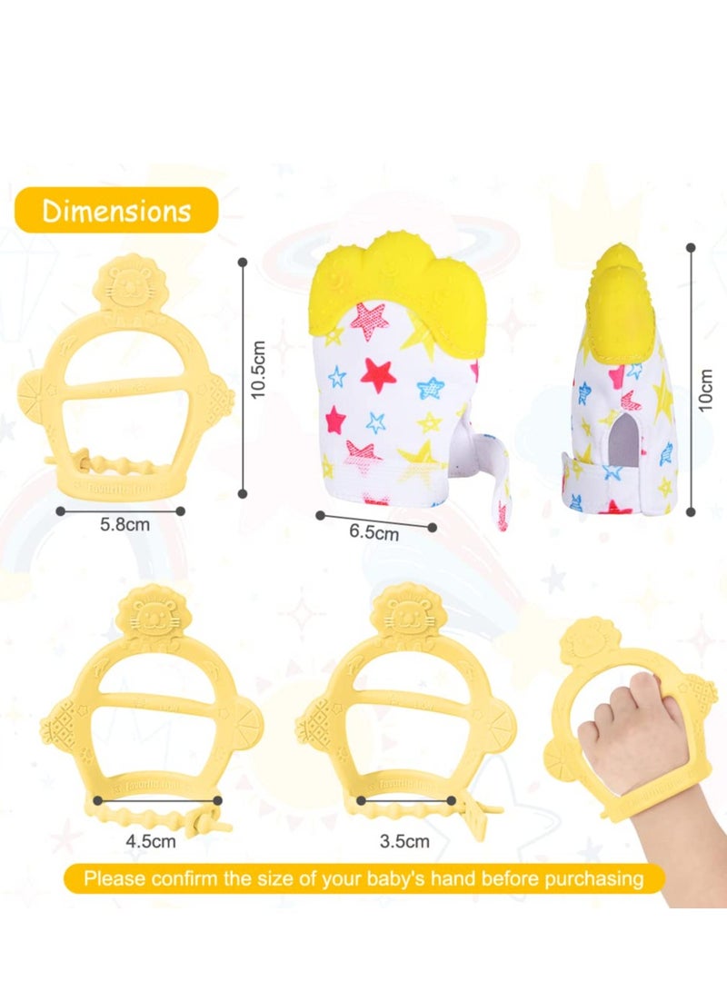 2PCS Baby Teething Set, Infant Soothing Pain Relief for Baby Includes Baby Chew Toy and Silicone Mitten Teether Glove  - Image 2