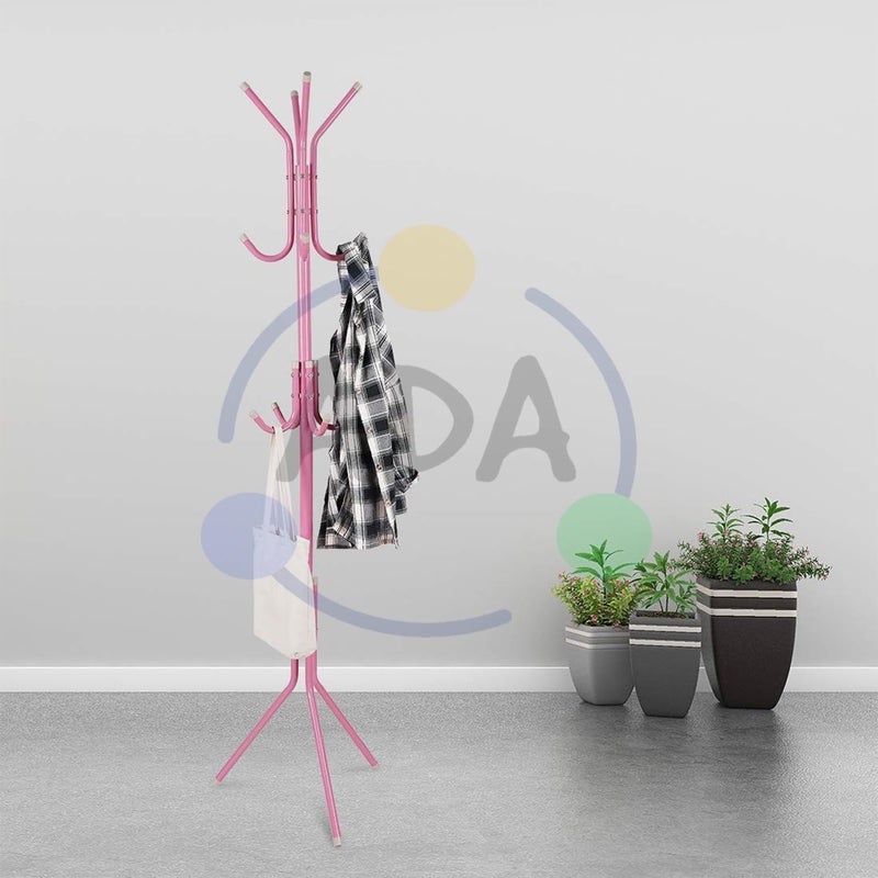 ADA Wrought Iron Coat Rack Hanger Creative Fashion Bedroom for Hanging Clothes Shelves, Wrought Iron Racks Standing Coat Rack (Pink) - Image 1