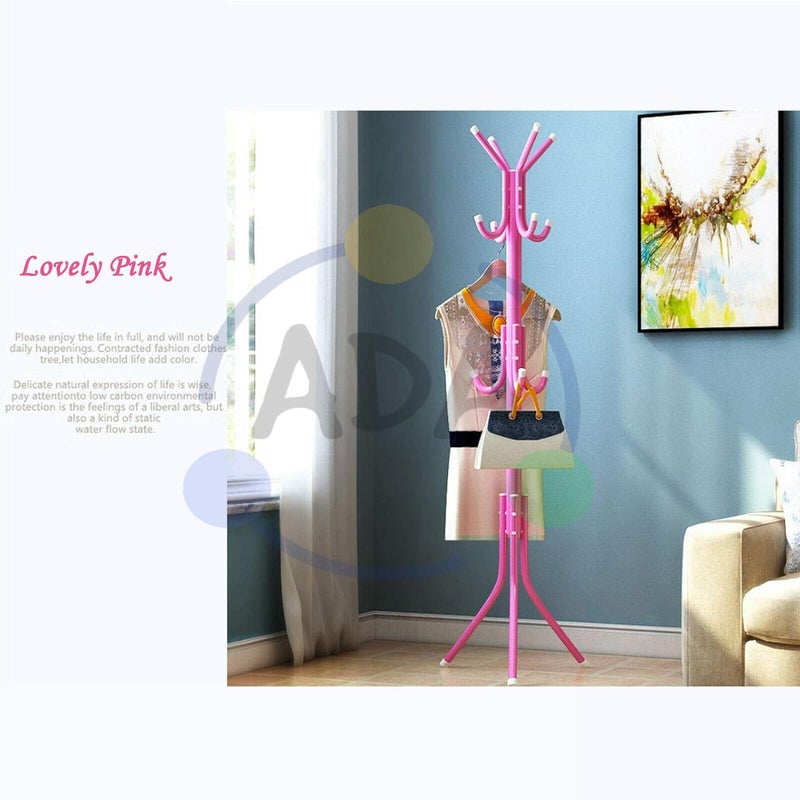 ADA Wrought Iron Coat Rack Hanger Creative Fashion Bedroom for Hanging Clothes Shelves, Wrought Iron Racks Standing Coat Rack (Pink) - Image 3