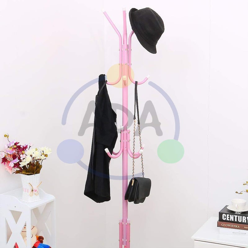 ADA Wrought Iron Coat Rack Hanger Creative Fashion Bedroom for Hanging Clothes Shelves, Wrought Iron Racks Standing Coat Rack (Pink) - Image 2
