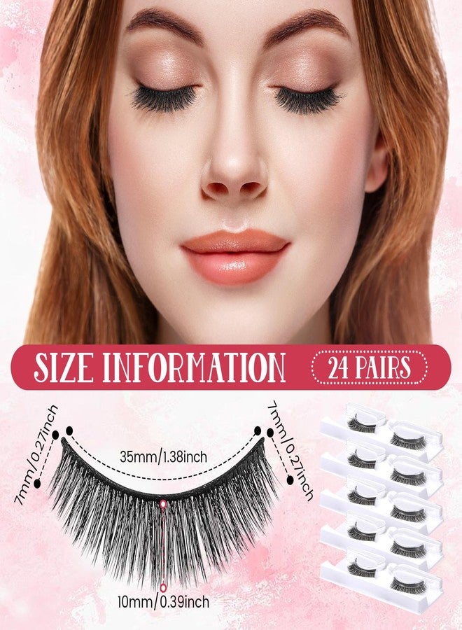 Nuogo 24 Pairs Reusable Self Adhesive Eyelashes No Glue Needed False Eyelashes Natural Look Easy to Apply Eye Lashes with Fake Eyelash Extension Applicator Tool (Thick Style,12 x 8 x 8 mm) - Image 2