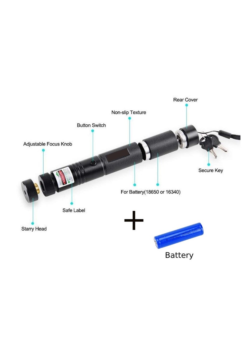 Urban Utility Green Adjustable Focus Outdoor Flashlight High Power Green Beam Laser Pointer with Battery and Key-Operated Lock Ideal for Camping, Hiking, Hunting, Fishing, and Presentations  - Image 3