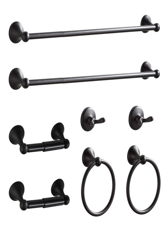 BGL Bathroom Hardware Set Matte Black Adjustable Expandable Bath Towel Bars Bathroom Accessory Set Towel Racks 8-Pieces Wall Mount - Image 1