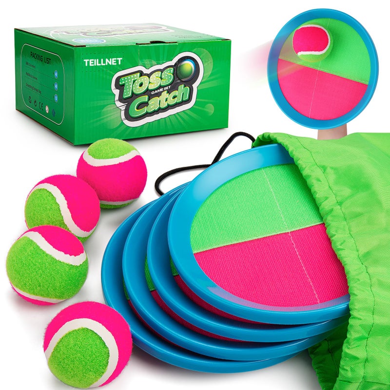 TEILLNET Toss and Catch Ball Set Upgraded Kids Toys Beach Toys Baseball Games Sturdy WaterResistant Great for Outdoor Pool Yard Games Classic Gift for Boys Girls 3 4 5 6 7 8 9 10 11 12 Years Old - Image 2
