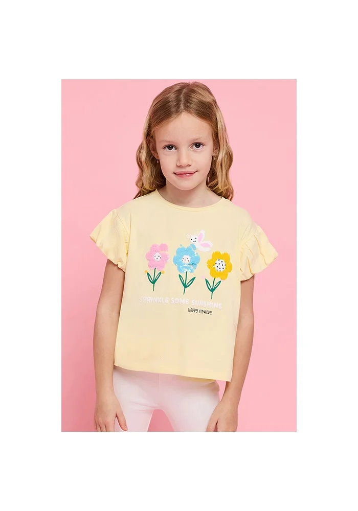 R&b Sequined Top with Crew Neck and Balloon Sleeves