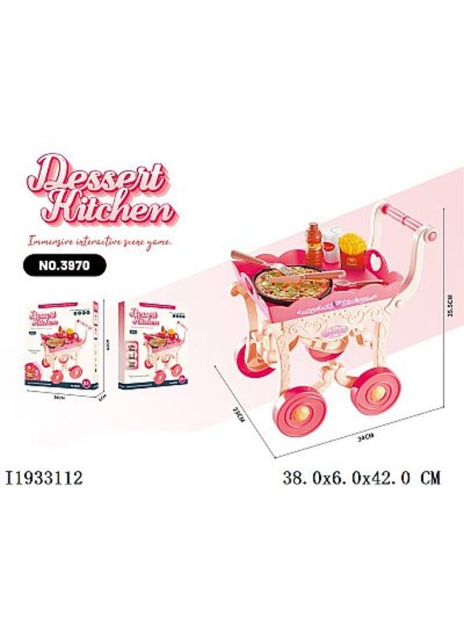 Aspire Books 32-Piece Kids Dessert Kitchen Trolley Play Set – Interactive Pretend Food Cart Toy with Pizza, Fries, and Realistic Accessories for Toddlers - Image 4