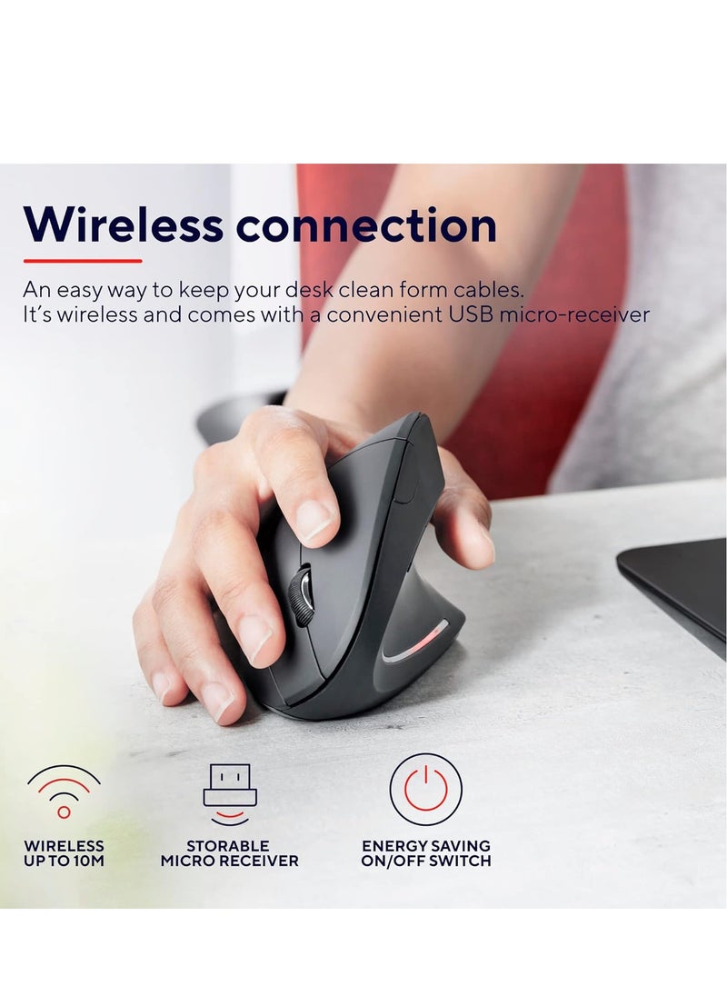 Trands Trands 2.4G WIRELESS OPTICAL MOUSE, BLACK, Ergonomic Shape With LED light MU5421  - Image 4