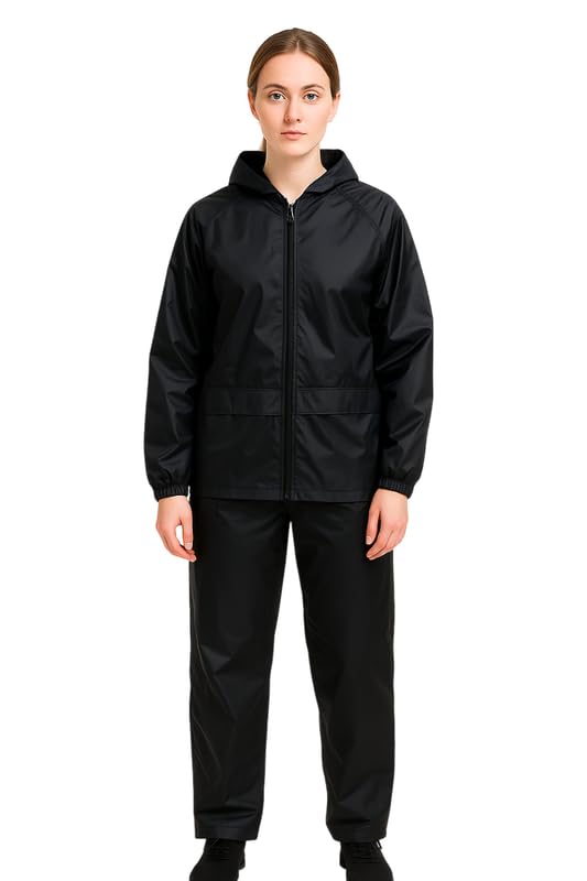Krystle Women's Waterproof Rain Suit Set – Jacket & Pants | Windproof & Lightweight (Black,Medium) - Image 4