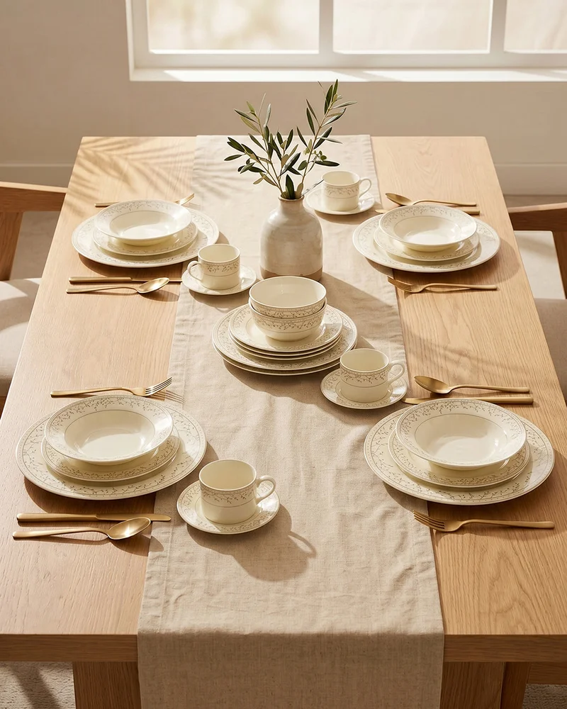 REDTAG Silver And Beige Floral Dinner Set (20-Piece)