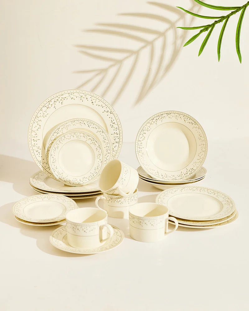 REDTAG Silver And Beige Floral Dinner Set (20-Piece)