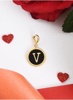 VOYLLA Valentine's Day Collection Alphabet V Black Enamel Charm  - Image 1