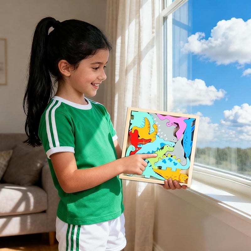 Wooden Animal Puzzle Safari Pattern Sorting Game For Kids Early Learning Toy - Image 3