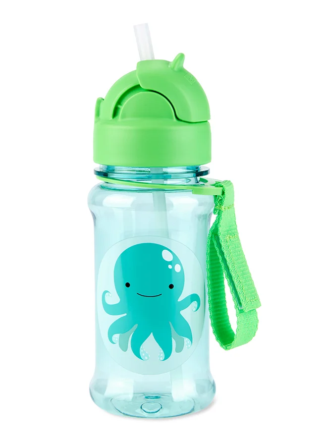 Skip Hop Zoo Straw Bottle Octopus - Eco-Friendly, Leak-Proof Kids Water Bottle