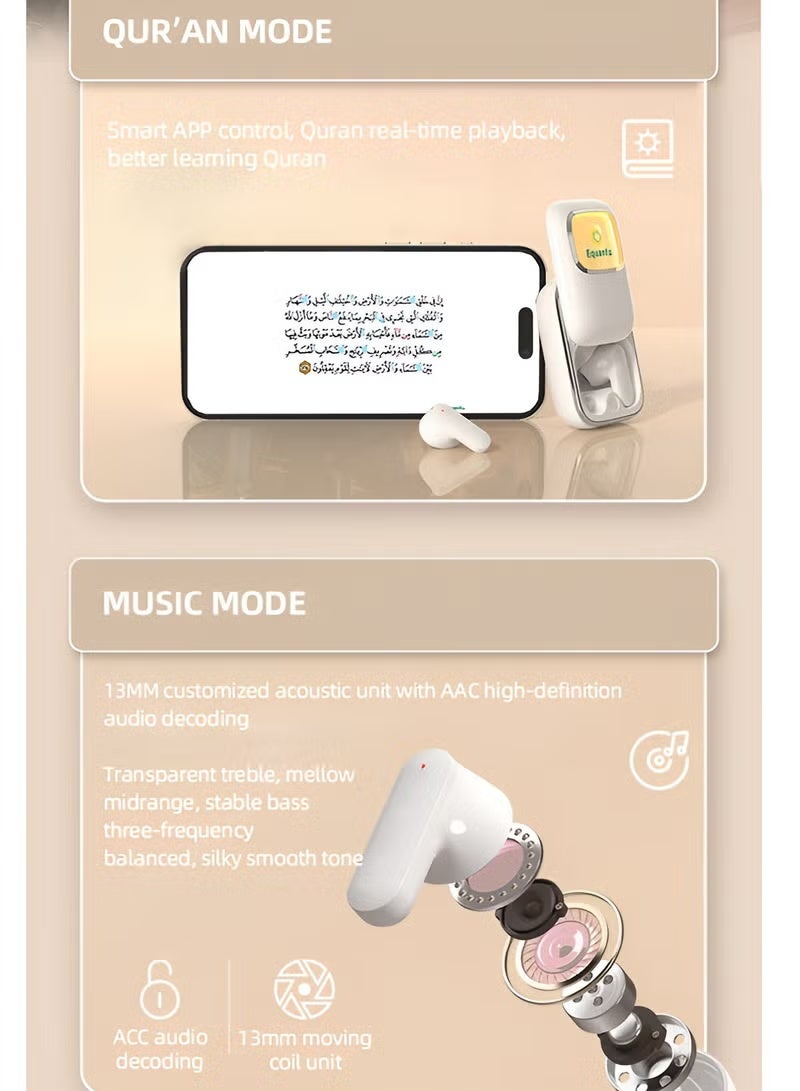 Equantu Earphones Bluetooth Earphones Muslim Wireless Bluetooth Earbuds with Smart Quran Speaker Model QB525 - Image 5