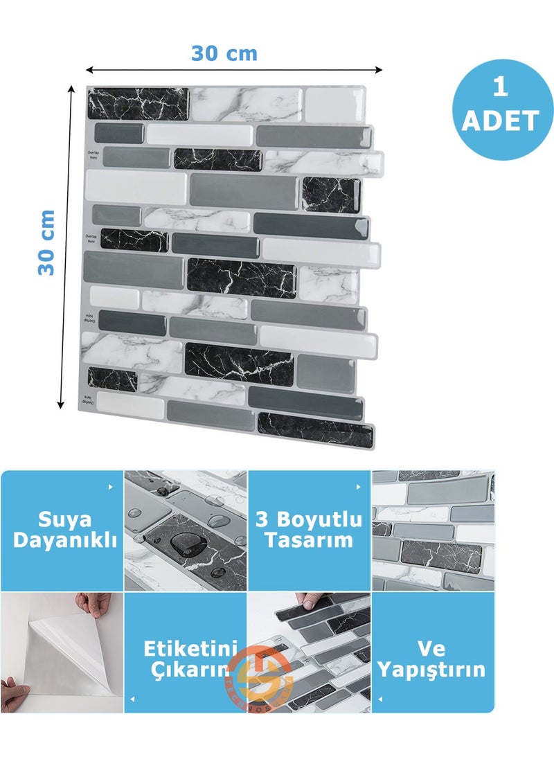Technosmart 1Pcs 3D Self-Adhesive 30×30CM Coating Mosaic View Wall Sticker Kitchen Bathroom  - Image 4