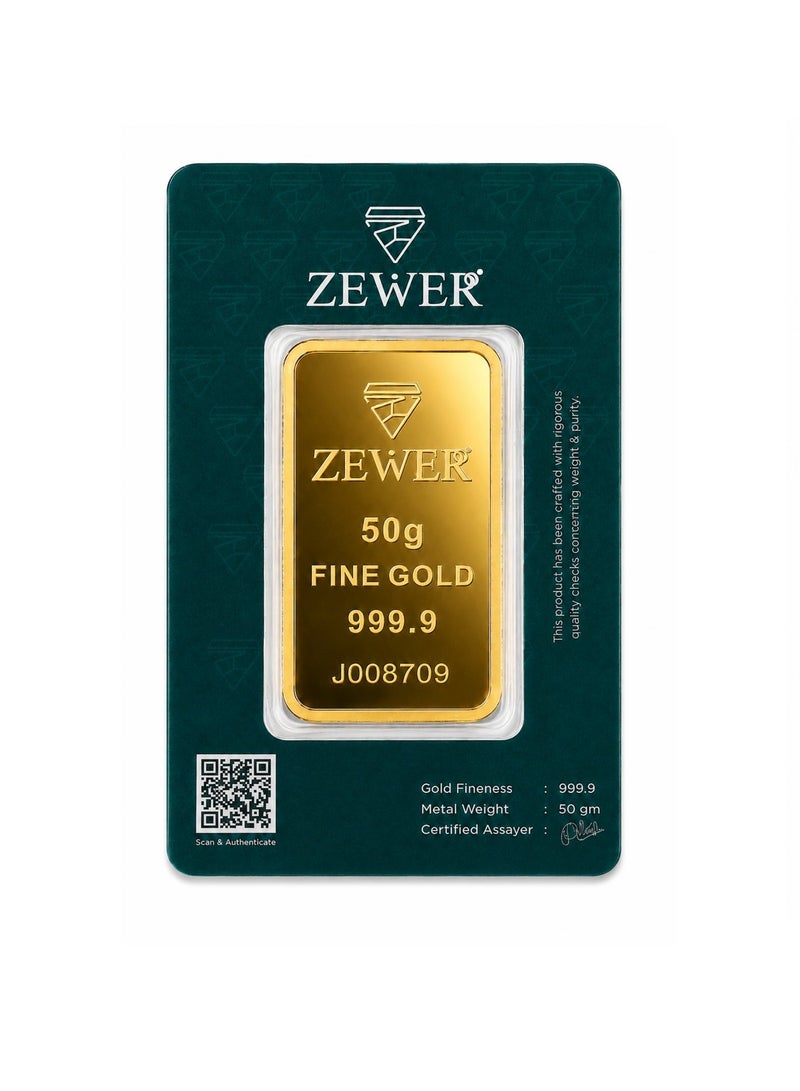 Zewer 50g 24 Karat (999.9) Fine Gold Bar - Burj Khalifa Design - Image 1