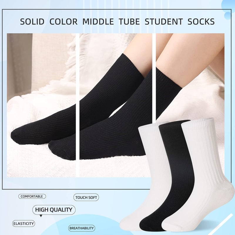 Eyean Kids Athletic Crew Socks Boys Girls Cotton School Uniform Casual Basic Socks 6 Pairs - Image 2