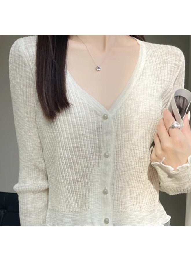 Modal Lightweight Summer Fashion Versatile Little Chanel Style Knit Cardigan Aurora Fairy Outerwear Air Conditioning Long Sleeve Top For Women - Image 4